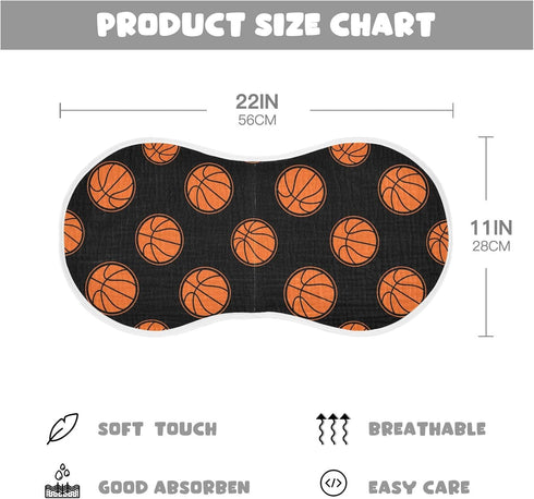 Qinllo 2 Pack 22"x11" Muslin Burp Cloths Basketball Black Print Cotton Baby Burp Cloths Ultra Absorbent Soft Thick