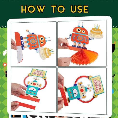 12 Pieces Robot Birthday Party Supplies: Honeycomb Centerpieces and Decorations for Kids Birthday Party
