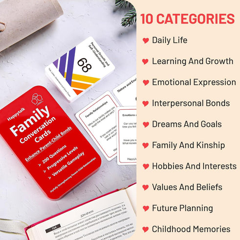 Conversation Cards for Kids, 200 Engaging Questions for Family Talks, Perfect for Strengthening Relationships