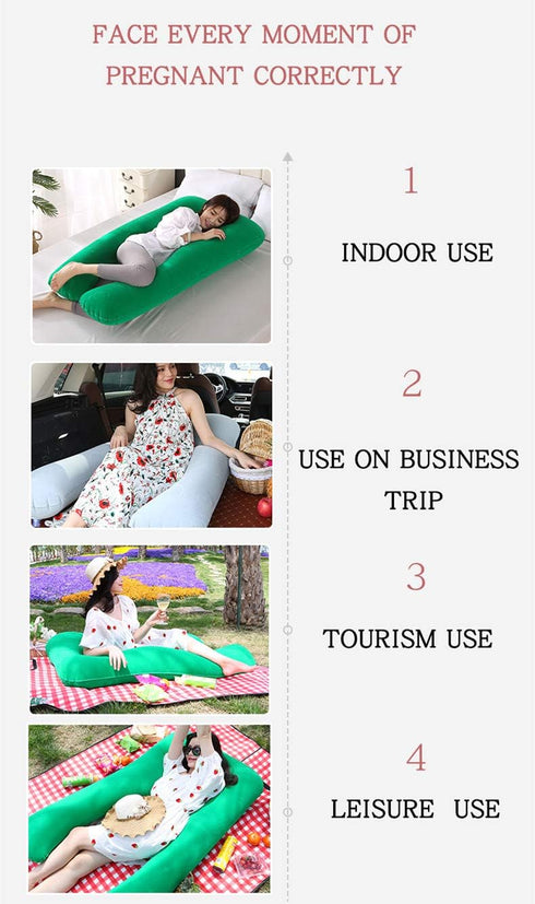 MJMH 55 inch Updated Large Inflatable Pillow Flocked Fabric Pregnancy Pillow Maternity Pillow Nursing Pillow Sleeping