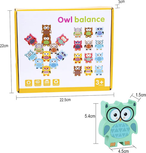 Berry President Stacking Toys, Colorful Wooden Balancing Owls Toy Set, Montessori Educational Game for Toddlers