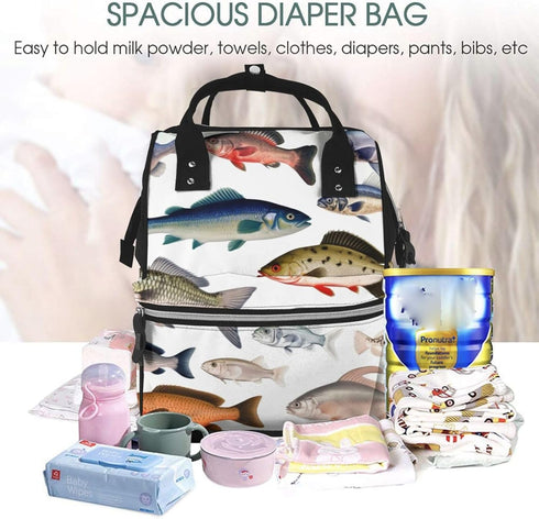 KLLTYHMU Backpack Mummy Backpack Backpack Diaper Bag Different Fish Baby Essentials Diapers Bag Waterproof Multipurpose