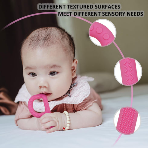 Sensory Chew Toys for Autistic Children, 4 Pack Silicone Teething Toys for Infants, P Shape Teething Sticks