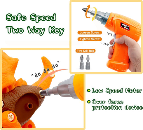 HAFUZIYN 4 Pack 3 4 5 6 7 8Year Dinosaur Toys for Kids, Take Apart Dinosaur Toys with Electric Drill for Old Boys