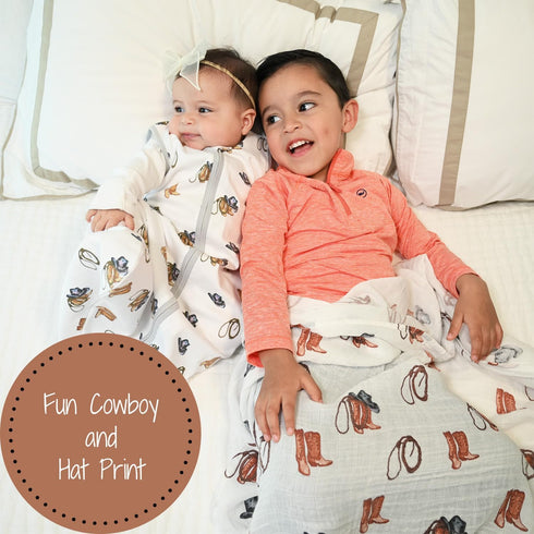 100% Organic Cotton Baby Sleep Sack, 0.5 TOG Lightweight, 2-Way Zipper Toddler Sleep Sack for Boys (Cowboy Outfit)