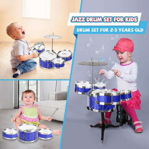 Set 8 Playset Toddler Drum Kids Jazz Drum Kit Piece - Educational Percussion Musical Instruments Toy Christmas Birthday