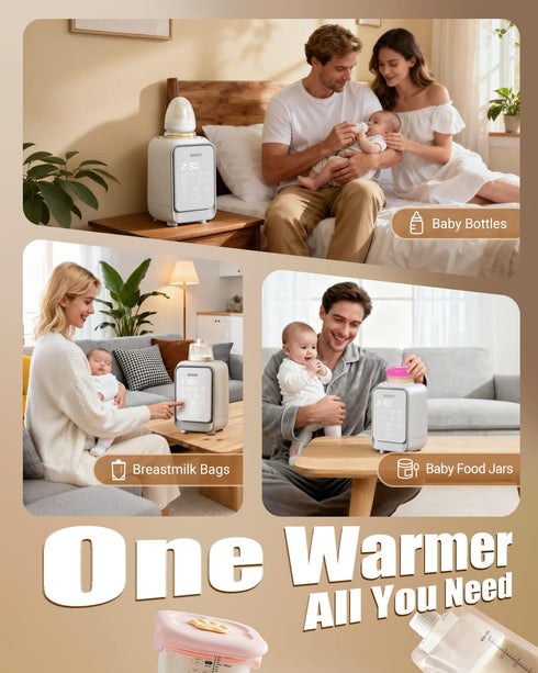 beikuer 12-in-1 2min 24H Baby Bottle Warmer for Breastmilk, Fast Swirlable Milk Warmers with Locks Nutrients, Smart