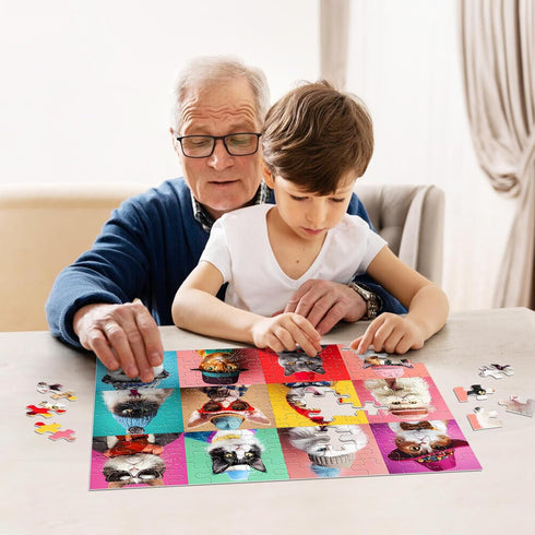 Jeacirio 100 4-8 4-6 6-8 8-10 4-Pack 15"x11" Piece Puzzles for Kids Ages - Dogs Flowers Donuts Cats Puzzles - Large
