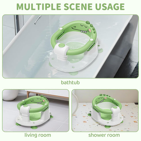 TPN 6 5 Baby Bath Seat for Babies Months & Up, Non-Slip Toddler Bath Seat with PCS Waterproof Emoji Stickers, Portable