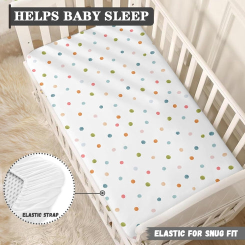 JEPFEIXIA 28"x52" Colorful Polka Dot Fitted Crib Sheet for Boys Girls Beautiful Watercolor Pastel Spots Baby Sheet