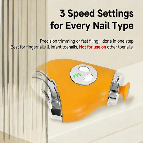 pinkmintcat 2-in-1 Trimmer 3 Electric Nail Clippers & Polisher - Safe Automatic Fingernail & File with LED Light