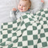 HOMRITAR Checkered Baby Blanket for Boys Sage Green Soft Fluffy Fuzzy Blankets with 3D Chessboard Grid, Warmer Comfort Reversible Lightweight Bed Blanket for Toddlers Infant or Newborn 30 x 40 Inch by HOMRITAR