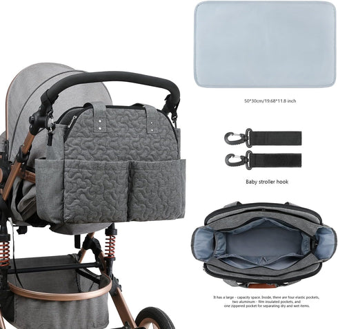 MEYTEILAY Diaper Bag Tote Large Multi-Function Baby Changing Bag for Mom Travel Nappy Bag for Women