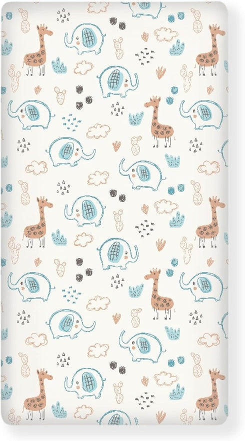 Streeyiu Giraffe Baby Crib Sheets for Boys Girls Elephant Fitted Crib Sheet for