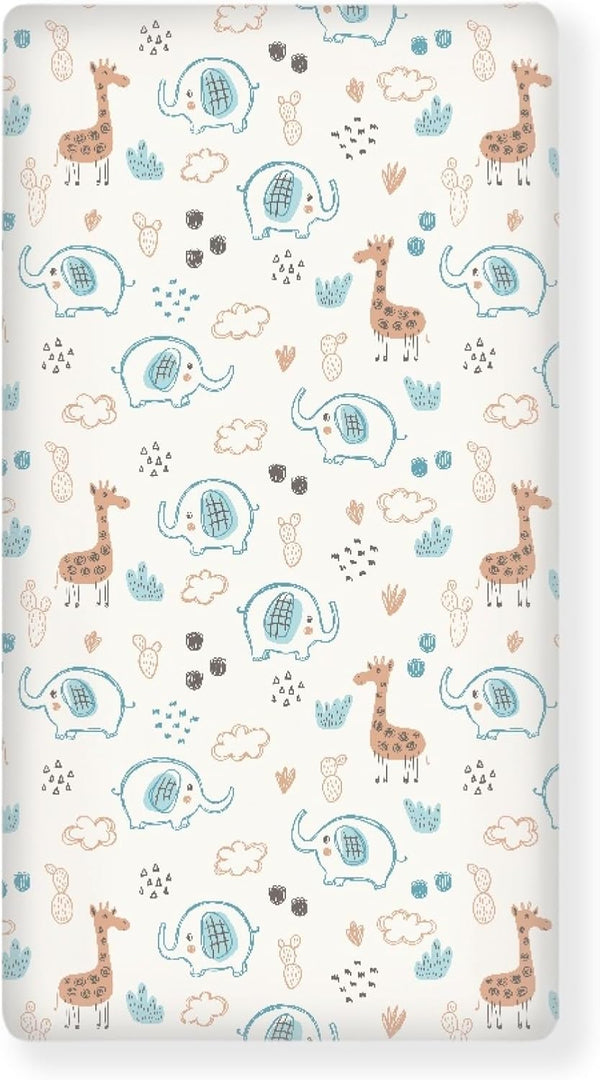 Streeyiu Giraffe Baby Crib Sheets for Boys Girls Elephant Fitted Crib Sheet for
