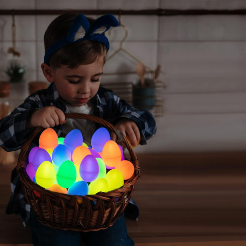 120 240 POPGIFTU Glow in the Dark Easter Eggs Bulk Prefilled Plastic Eggs with Mini Glow Sticks for Night Egg Hunt
