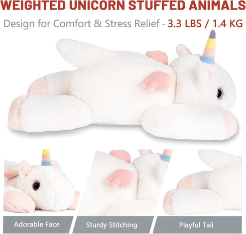 NiuniuDaddy 20" Unicorn Weighted Stuffed Animal Plush Toy, Large Pillowfort Body Pillow for Kids and Adults