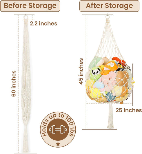 Poefditev Hammock (1 Stuffed Animal Storage Plushie Net Large Stuffed Animal Net Corner for Kids' Wall Room Decor