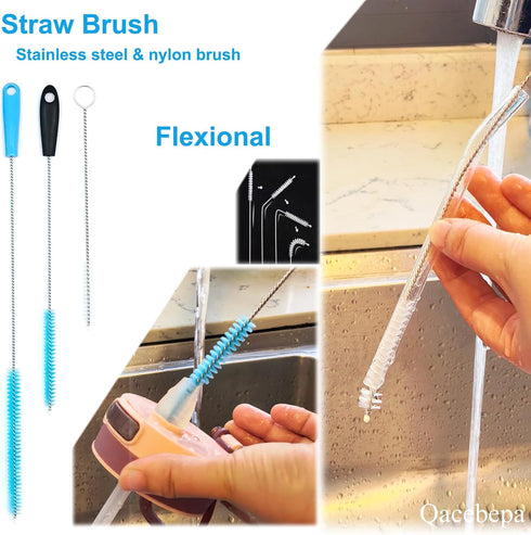 Qacebepa 5-in-1 Set, Tumbler Brush Cleaner Cleaning Brush Washing Straw Tube lab Cleaning with Long Handle, for Water