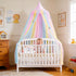 STAOLENE Rainbow Princess Bed Canopy for Girls, Breathable Hanging Mosquito Net with Glitter Star & Moon Tassels, Fits