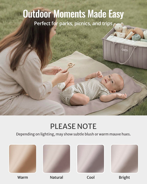 Blissful Diary Vegan Leather Portable Changing Pad, Wipeable & Waterproof Baby Change Mat in Diaper Bag, Travel