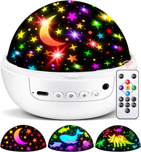 COOLNIGHT Boy Room Decor, 93 Lighting+3 Films Toddler Room Decor, Remote+Dimmable+360 Slient Nightlight