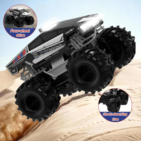 1:18 2.4 4WD 360 6+ Police Remote Control Car, Cyber Truck Remote Control Car, GHz Waterproof Amphibious RC Cars, All