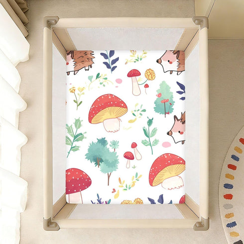 Bseiialft 52 28 Mushrooms Hedgehogs Crib Sheets for Boys Girls Soft and Breathable Cotton Baby Sheets for Standard Crib
