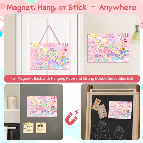 khlerox Reusable Magnetic Potty Training Chart, Made of EVA Foam - Includes Hanging Rope and Strong Double Sided Glue
