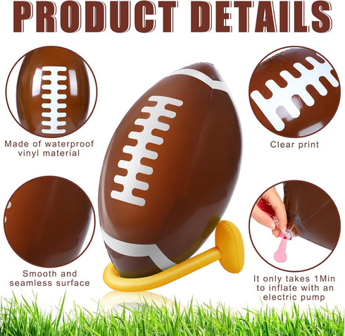 Leyndo 2 Pieces Inflatable Jumbo Football Set, 36.6" Jumbo Football and 54.3" Inflatable Goal for Football Party Game