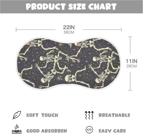 GOODOLD Set 4 Pack Cartoon Spooky Skeleton Muslin Baby Burp Cloths - Super Absorbent and Soft Burping Rags - Cotton