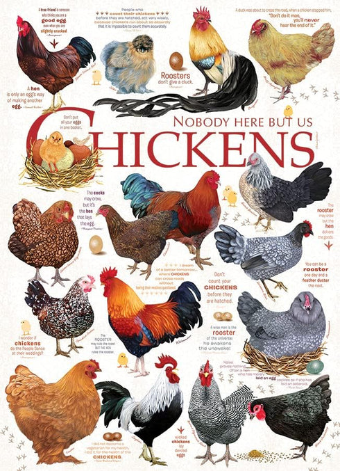 Cobble Hill 1000 Piece Puzzle - Chicken Quotes - Includes Sample Poster
