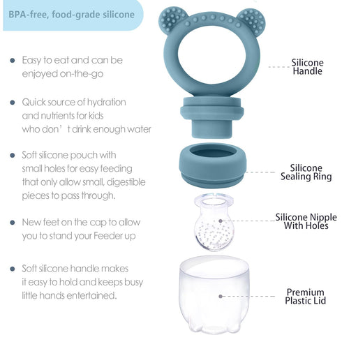 BigSpinach Silicone Baby Food Freezer Tray with Teething Popsicle Molds - Baby Fruit Feeder and Breastmilk Teether
