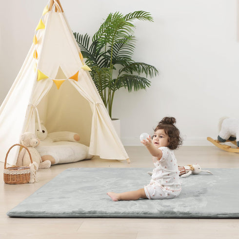1.5" 50x50 Thick Baby Play Mat for Floor, Playpen Mat, Pro Soft Flannel Foam Mats Toddler Infant Kids Crawling