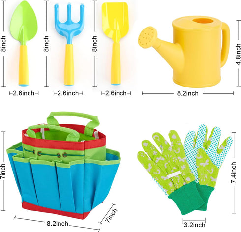 Set,6 Set FITNATE Green Kids Garden Tools PCS Garden Tools Including Watering Can, Shovel, Rake, Fork, Children