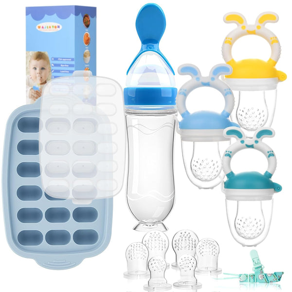 Baby Breastmilk Popsicle Molds & Baby Fruit Feeder-WAJIAYON Silicone Food Freezer Tray