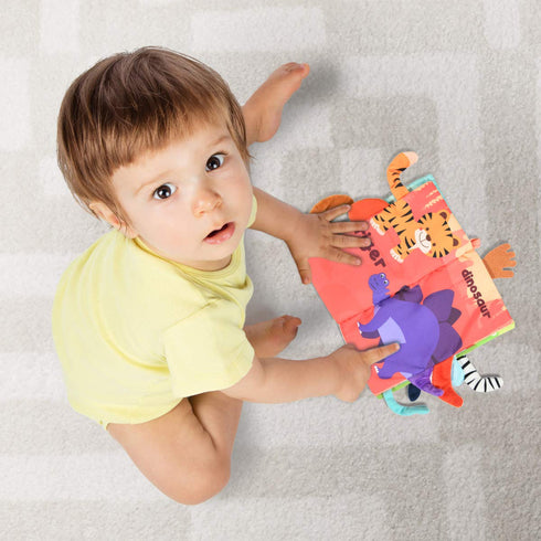 Vicloon 0-6 Tummy Soft Cloth Books Months, High Contrast Sensory Baby Toys - Time, Bath, Crinkle, Squeaky, Washable
