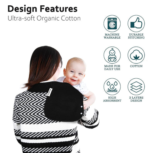 Burp Cloths & Baby Bibs 2-in-1 Set - Large Size 3 Layers Cotton, Super Soft and Absorbent for Teething
