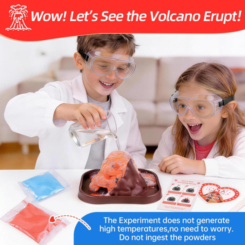 Jiribid 24 Pack 4 Valentines Day Gifts for Kids Classroom: Erupting Volcano Science Kit with Cards, Lava Colors, STEM