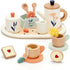 Set 19-Piece Set 3+ PairPear Wooden Tea for Kids, Pretend Tea Time Play with Tray, Wooden Tea Toys for Toddlers