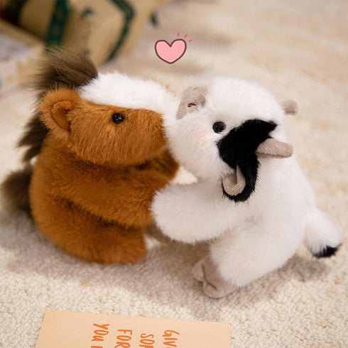 7.8" PEACH CAT Horse Stuffed Animal Cute Plushies Small Plush Toys Gifts for Kids Brown