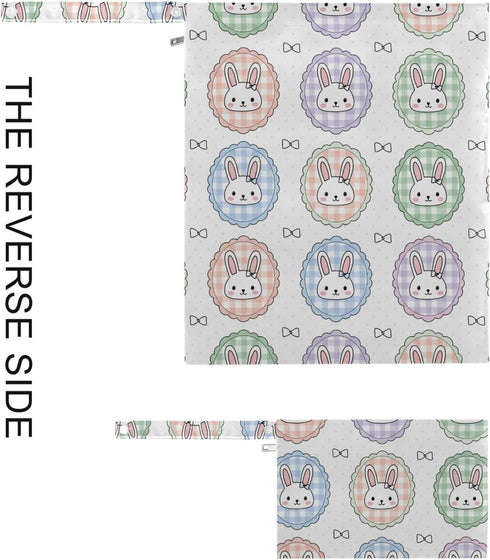 Burbuja 2 Pack, 2 Rabbits Wet Dry Bags for Baby Cloth Diaper Waterproof Reusable Wet Bag with Zippered Pockets
