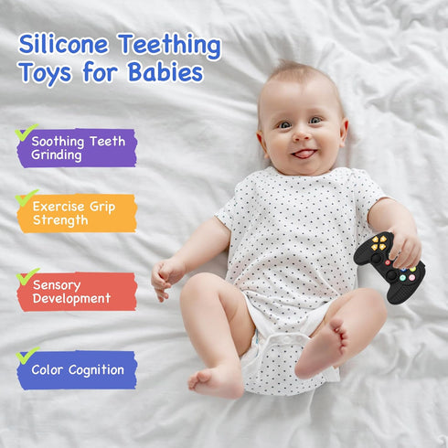 Silicone Teethers for Babies 0-6 Months - Teething Toys for 6-12 Months, Remote Control Toy, Sensory Chew Toys
