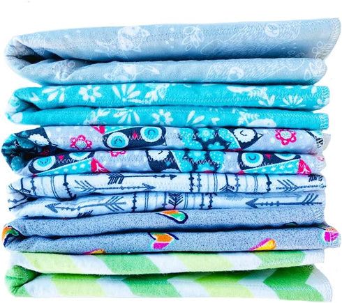 Set, (6-Count, Random Print - Baby Burping Cloth Gift Soft and Absorbent, Trifold Spit Up Rags for Infants, XLarge