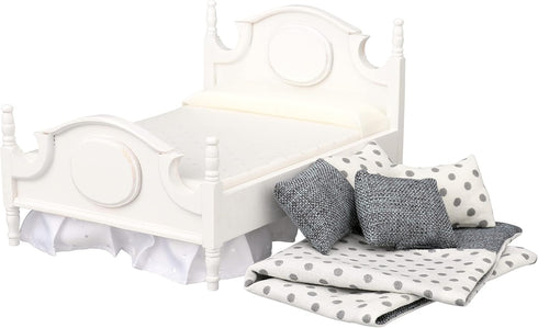 Mini Bed Set Dollhouse Furniture, 1/12 Scale Realistic Bedroom Accessories for 6 Inch Dolls