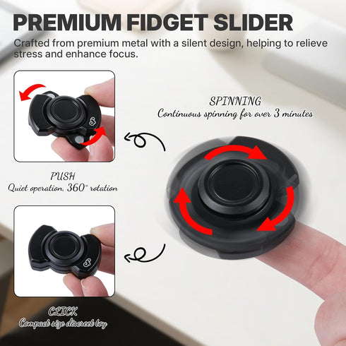 KAMBOLLY 5 Set Pcs Fidget Toys Adults Metal Fidgets Toy Magnetic Slider Clicker/Spinner for Stress & Anxiety Relief