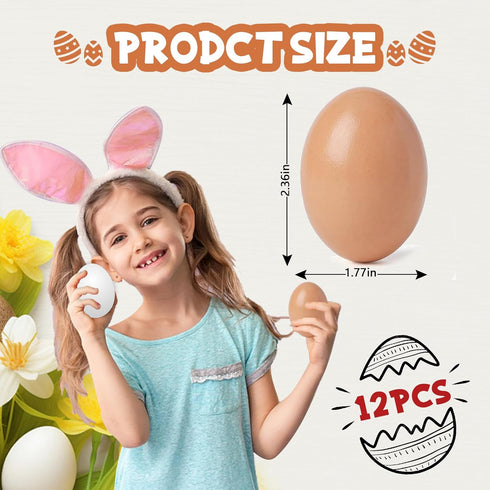 sportsvoutdoors 12pcs 2-Color Set, Wooden Fake Eggs, Wooden Easter Eggs, DIY Kitchen Pretend Game Food Children's