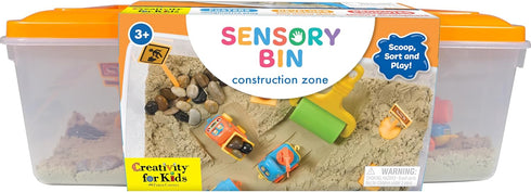 Creativity for Kids Sensory Bin: Construction Zone Playset, Excavator Toys for Boys Ages 3-5+ for Outdoor Fun