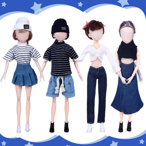 Geyoga 14 Pcs Doll Clothes & Accessories for 11.5 Inch Girl Doll, Denim Cotton Doll Cloth, Pants & Shoes Casual Wear
