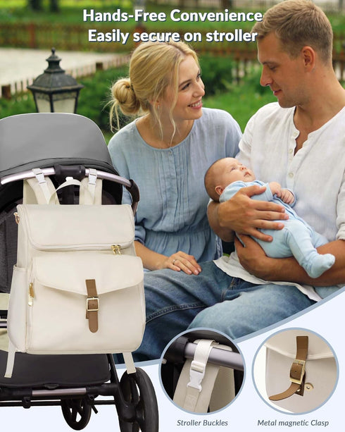 NatuFuse Backpack, 15 Diaper Bag Pockets Baby Bag, Girl Boy Travel Tote Bag with Insulated Pocket, Cute Diaper Bag